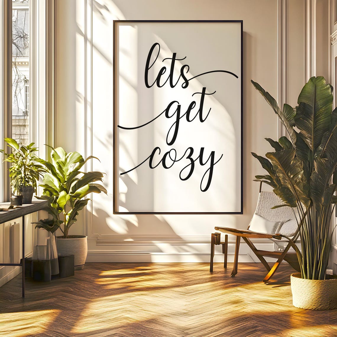 Lets Get Cozy Script Typography Warm Minimalist Living Room Poster - Image 5