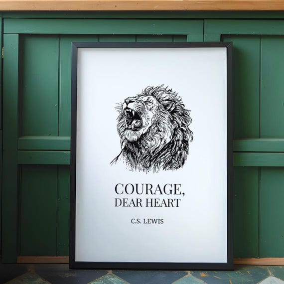Courage Dear Heart Cs Lewiswall Art Lewis Wall Decor Book Page Inspirational Quote