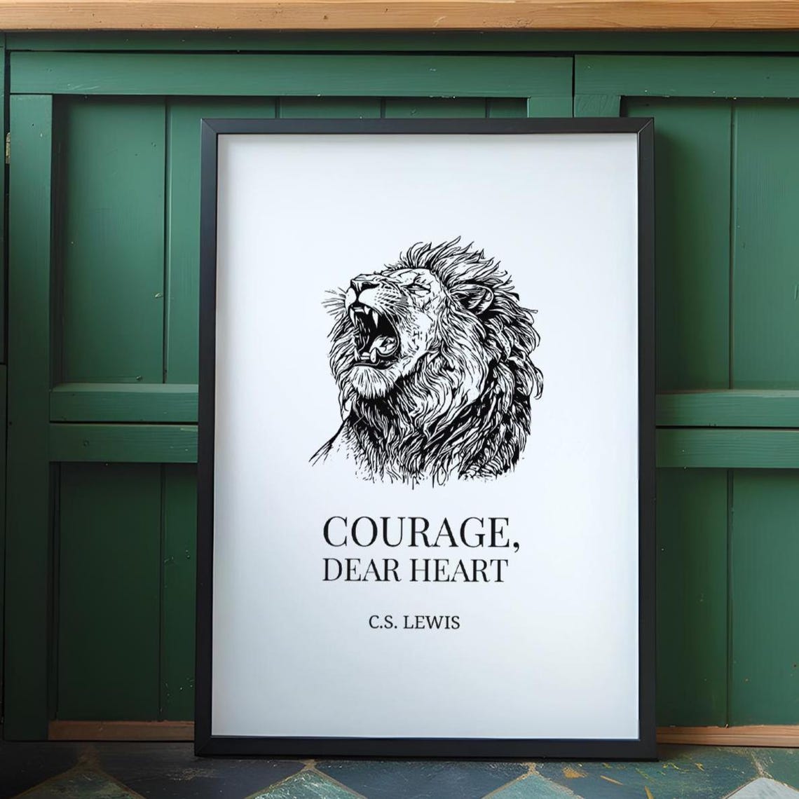 Courage Dear Heart Cs Lewiswall Art Lewis Wall Decor Book Page Inspirational Quote