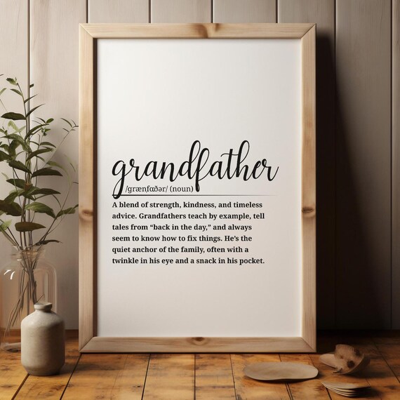 Grandfather Definition Script Typography Family Word Art Quote Poster