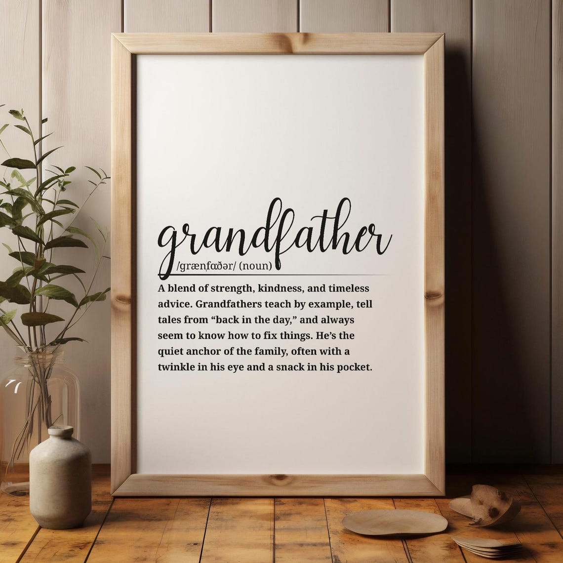 Grandfather Definition Script Typography Family Word Art Quote Poster