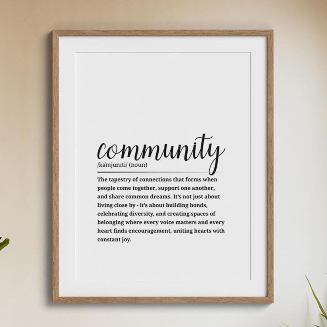 Community Definition Togetherness Quote Art Print