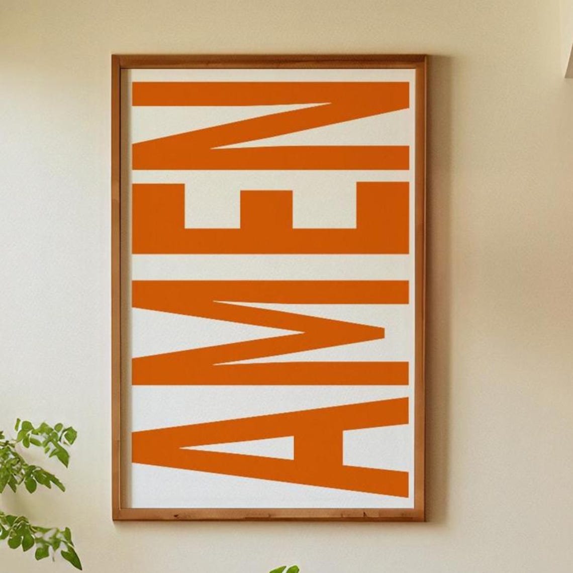 Amen Bold Orange Typography Modern Christian Faith Art Poster - Image 7