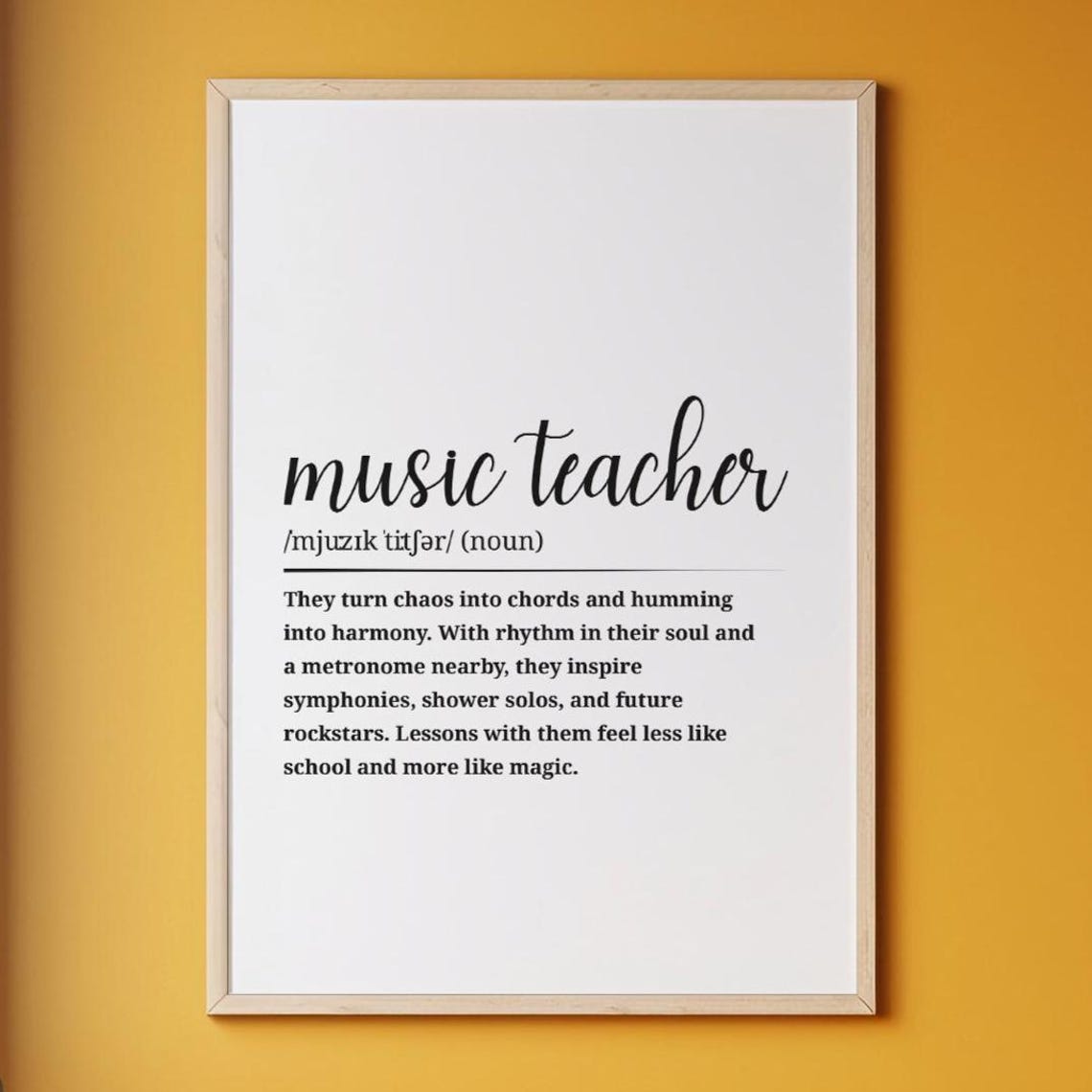 Music Teacher Definition Script Typography Teacher Appreciation Poster