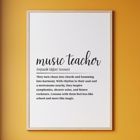 Music Teacher Definition Script Typography Teacher Appreciation Poster
