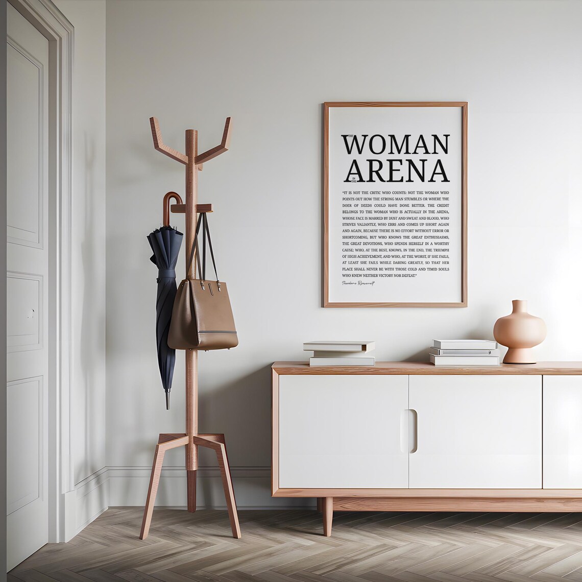 The Woman In The Arena Roosevelt Quote Bold Black Frame Typography Poster - Image 4