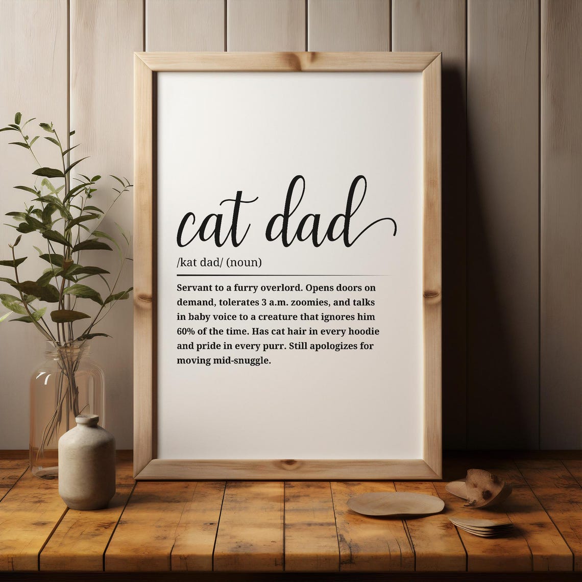 Cat Dad Definition Dictionary Style Pet Lover Funny Gift Quote Poster - Image 3