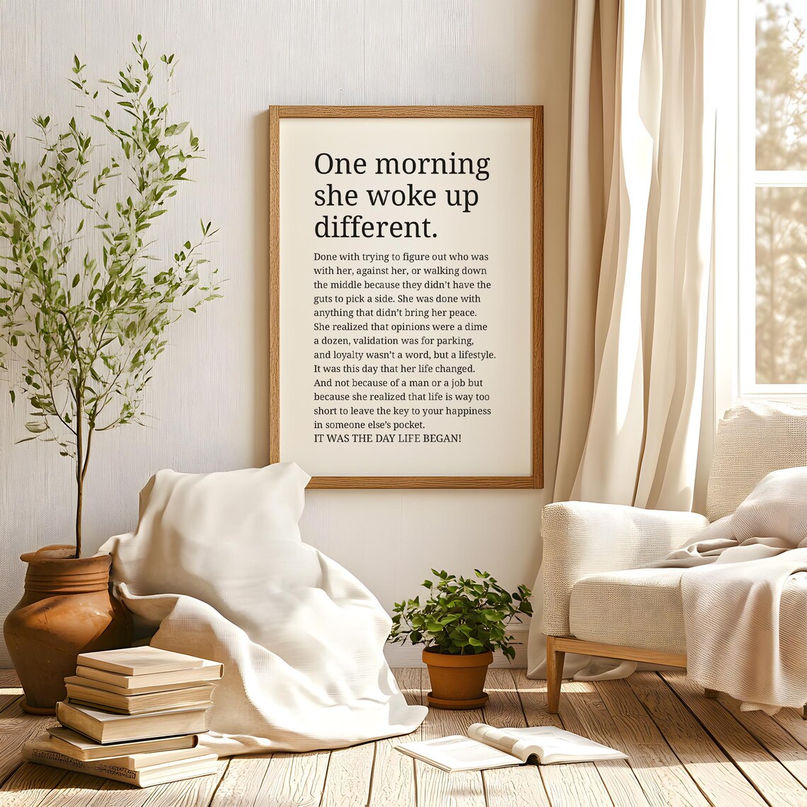 One Morning She Woke Up Different Feminist Empowerment Quote Poster