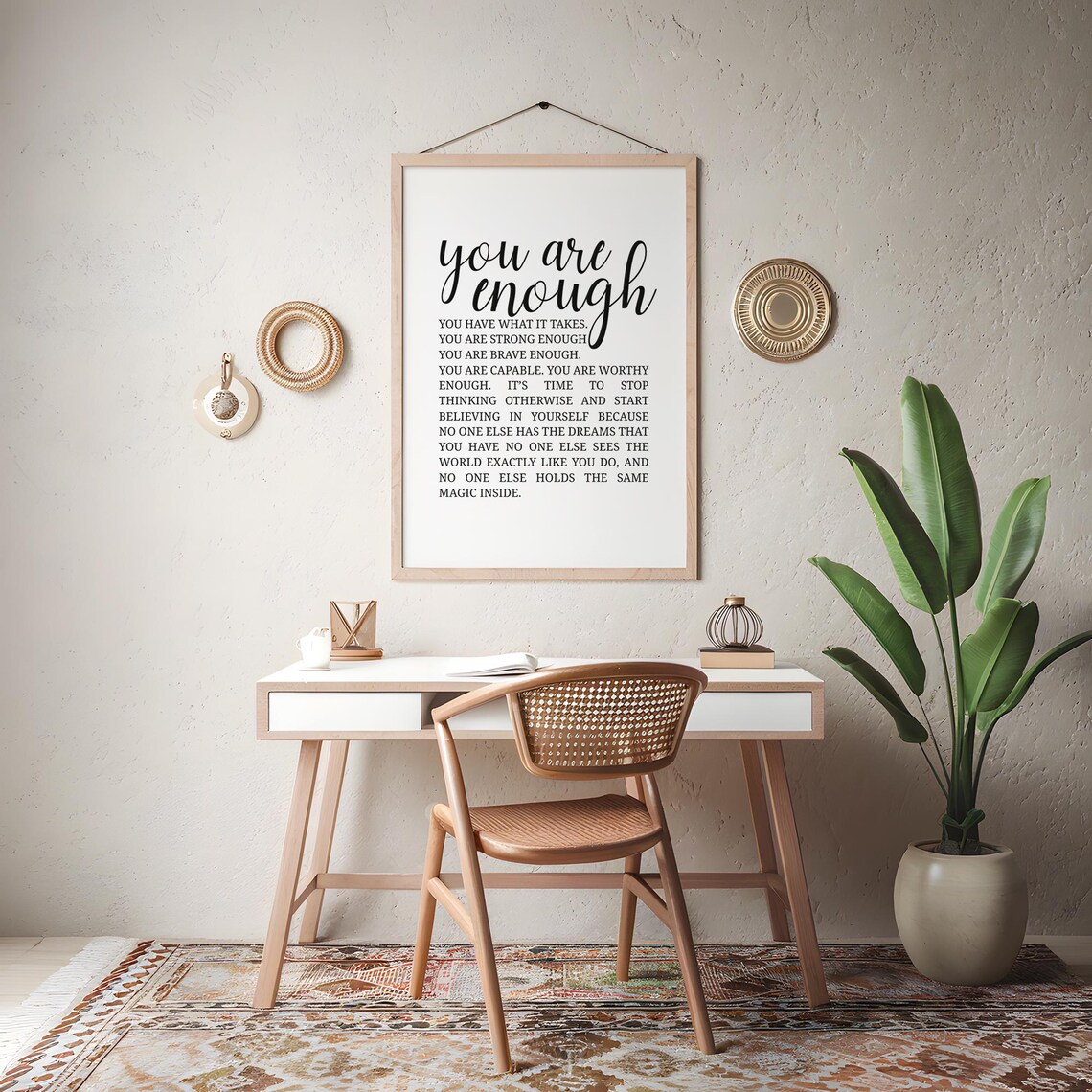 You Are Enough Inspirational Quote Bedroom Affirmation Wall Poster - Image 3