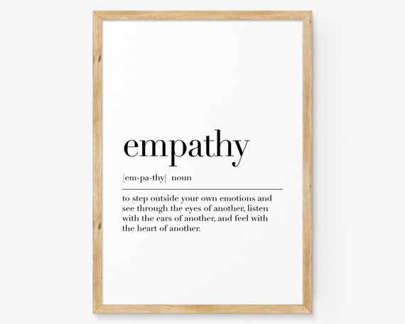 Empathy Print Empathy Definition Poster Motivational Art Quote Wall Decor Dictionary Poster Therapist Art Wall Art