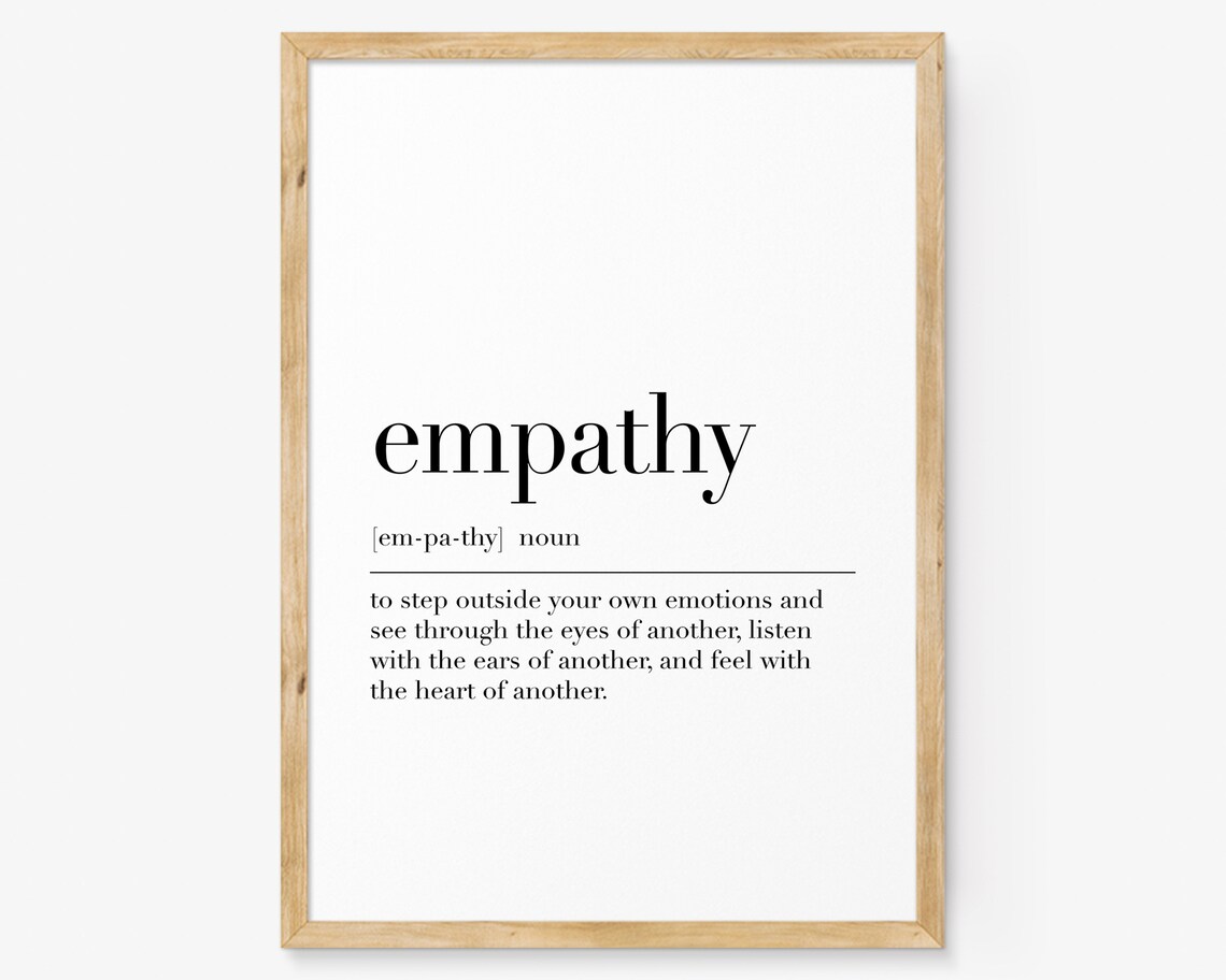 Empathy Dictionary Definition Poster Inspirational Kindness Quote Art