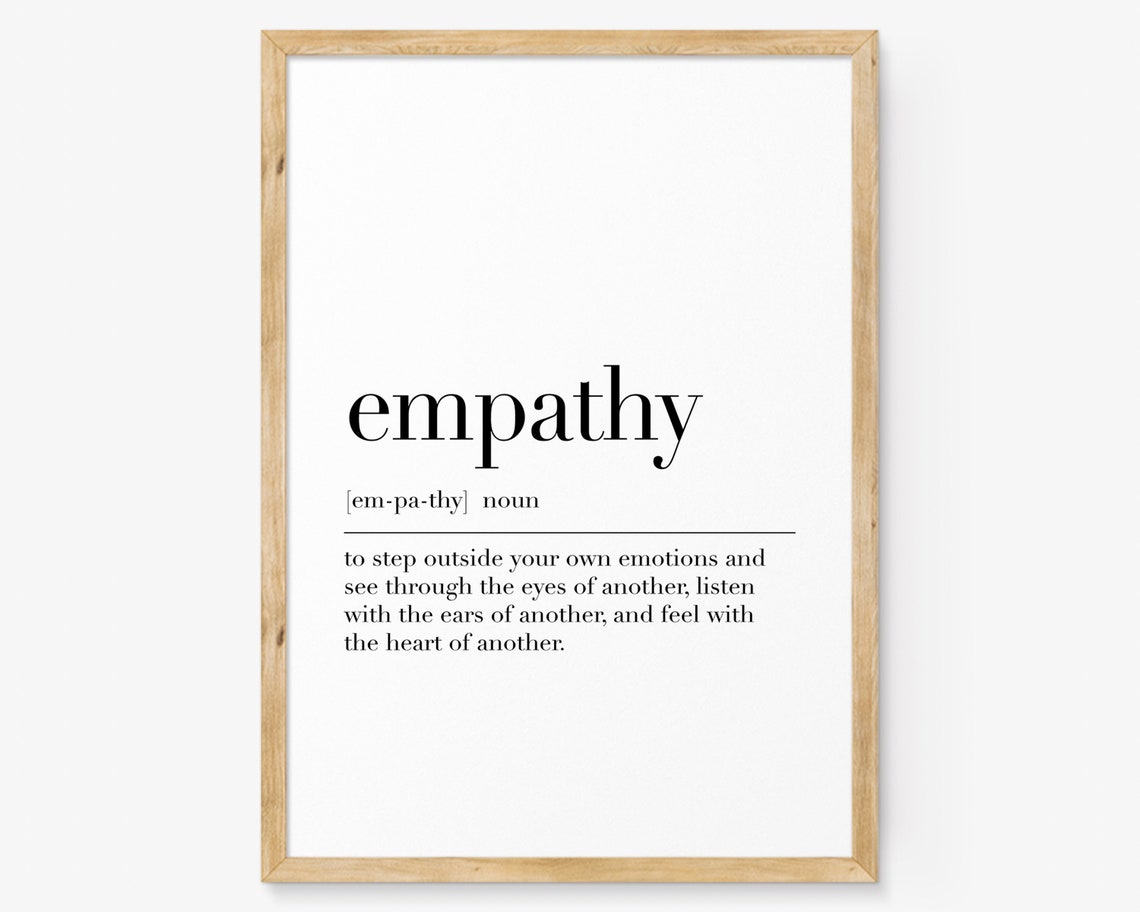 Empathy Print Empathy Definition Poster Motivational Art Quote Wall Decor Dictionary Poster Therapist Art Wall Art