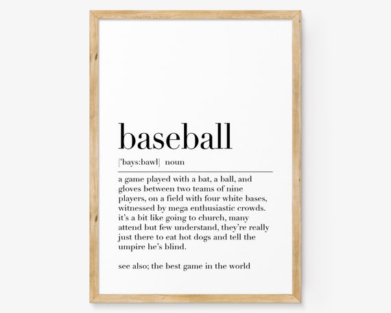 Baseball Poster Baseball Definition Print Baseball Lover Gifts Sport Wall Decor Dictionary Poster Gym Wall Art Art