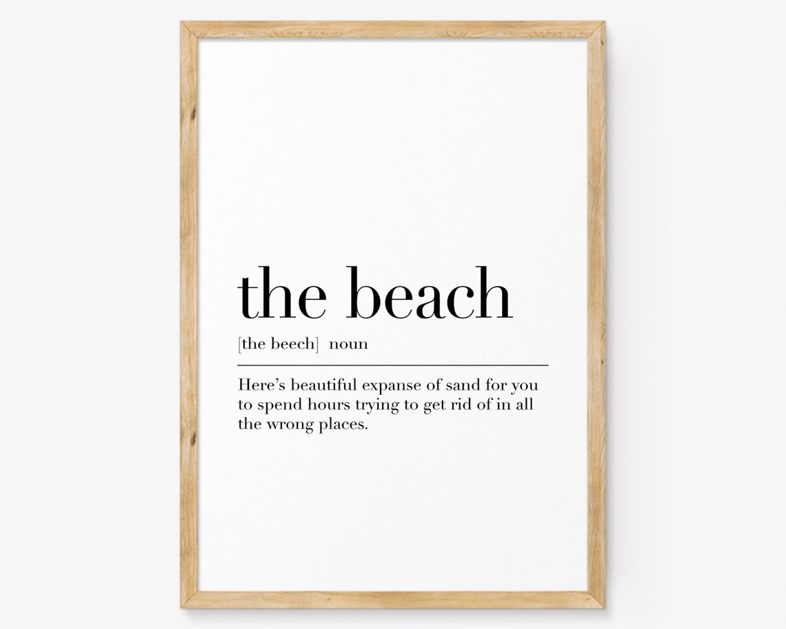 The Beach Funny Definition Poster Humorous Coastal Wall Decor Art