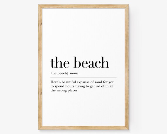 The Beach Funny Definition Poster Humorous Coastal Wall Decor Art