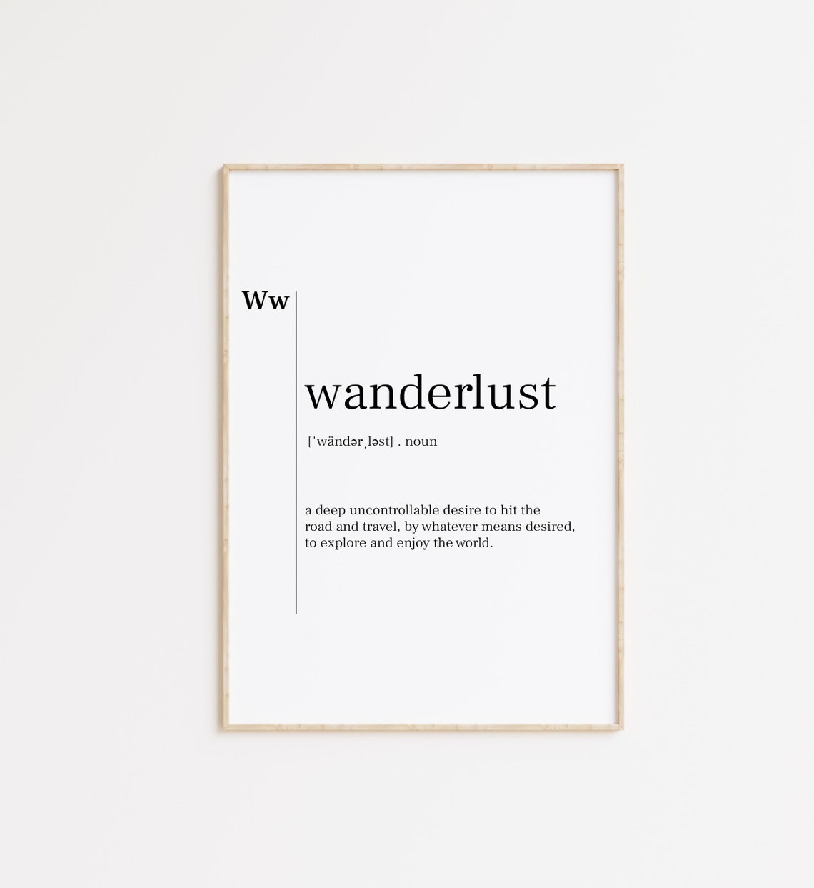 Wanderlust Dictionary Definition Poster Travel Quote Wall Decor