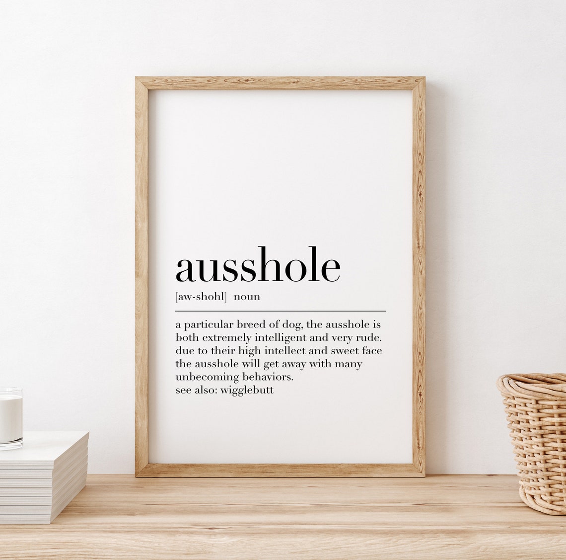 Ausshole Funny Dog Definition Dictionary Humor Typography Poster - Image 2