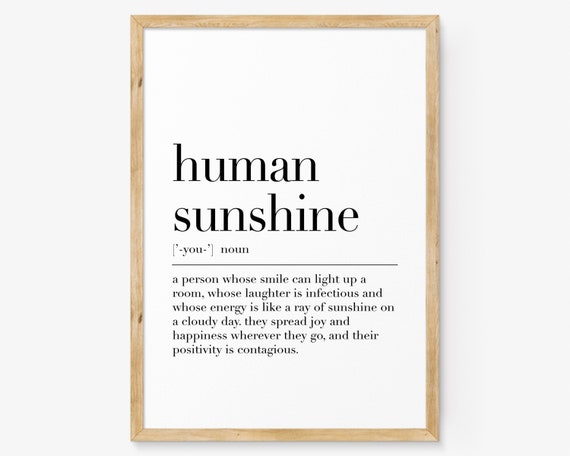 Human Sunshine Definition Print Human Sunshine Poster Quote Wall Art Art Human Sunshine Wall Decor Minimalist Poster