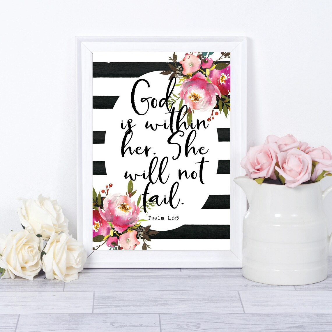Bible Verse Scripture Art, Psalm 46 Wall Art Print