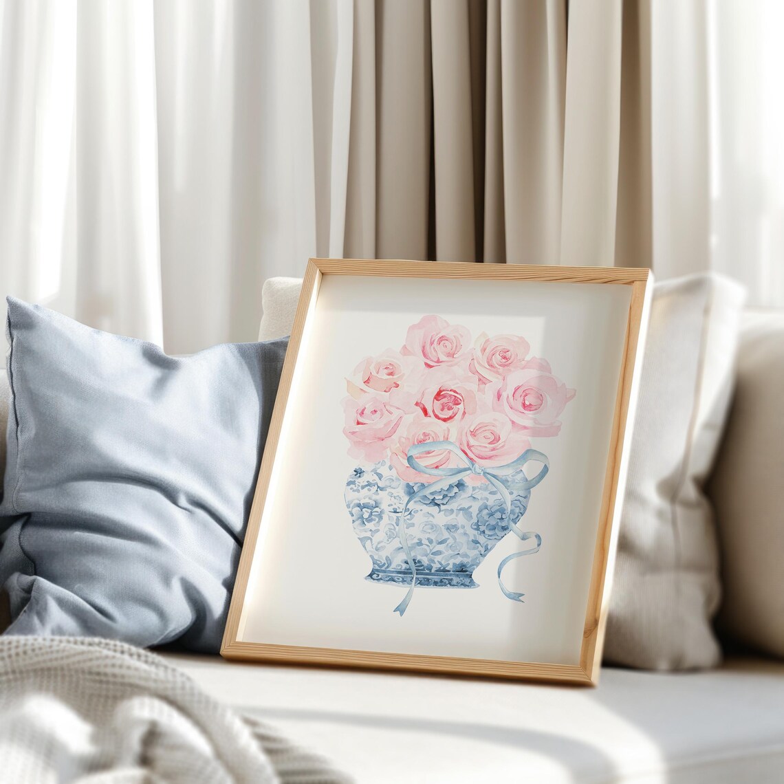 Blue Chinoiserie Grandmillennial Decor Art Print - Image 2