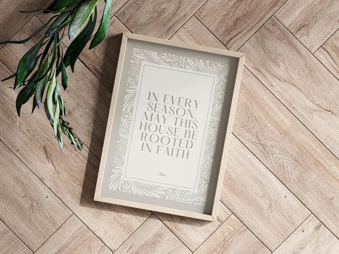 Rooted In Faith Every Season Gray Botanical House Blessing Poster - Image 2