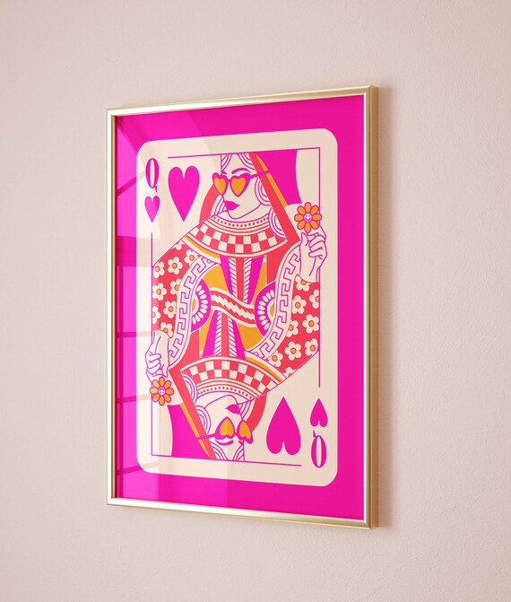 Queen Of Hearts Funky Maximalist Art Print