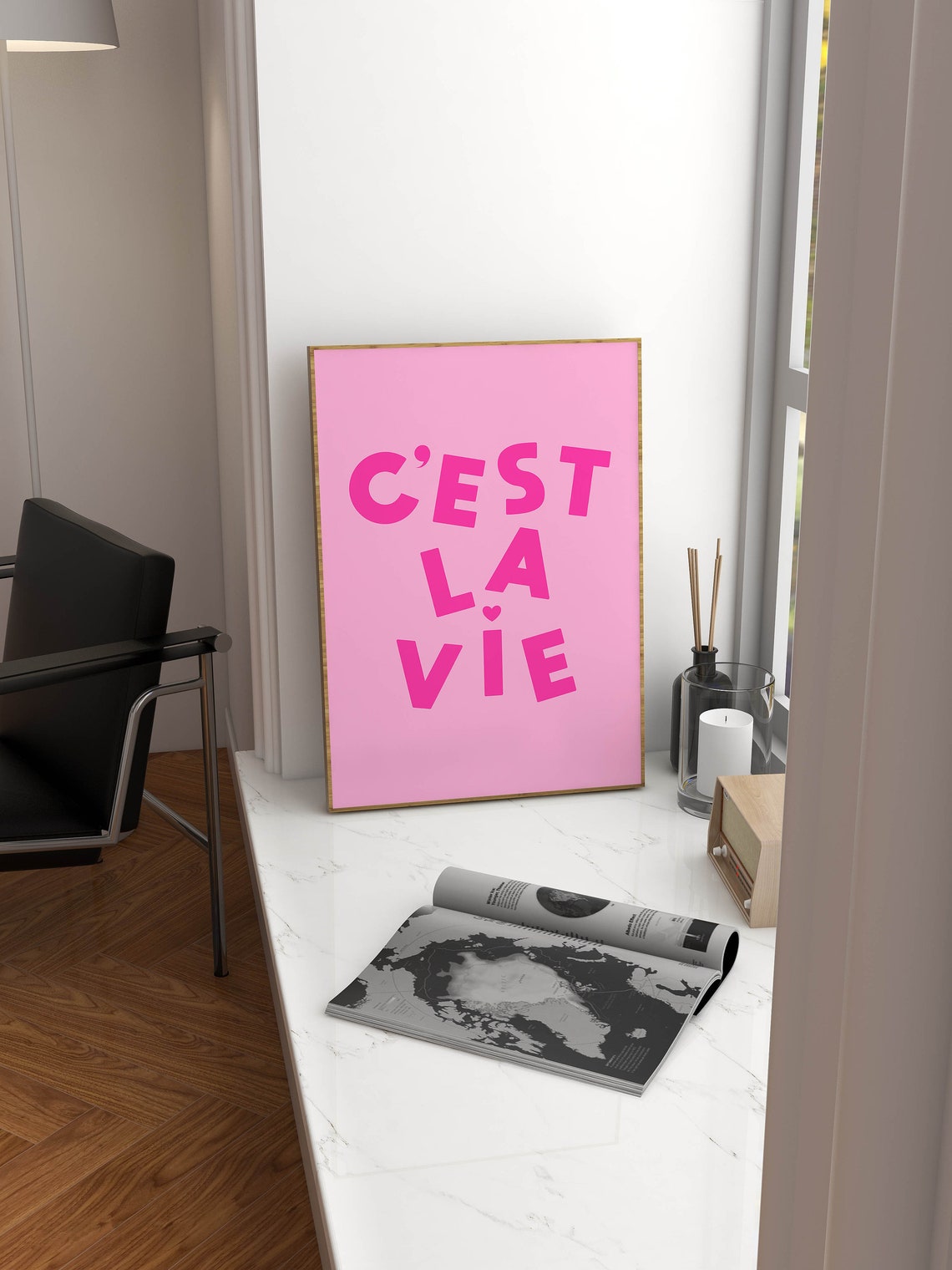 C'EST LA VIE Pink Bold Typography French Daily Affirmation Poster - Image 2