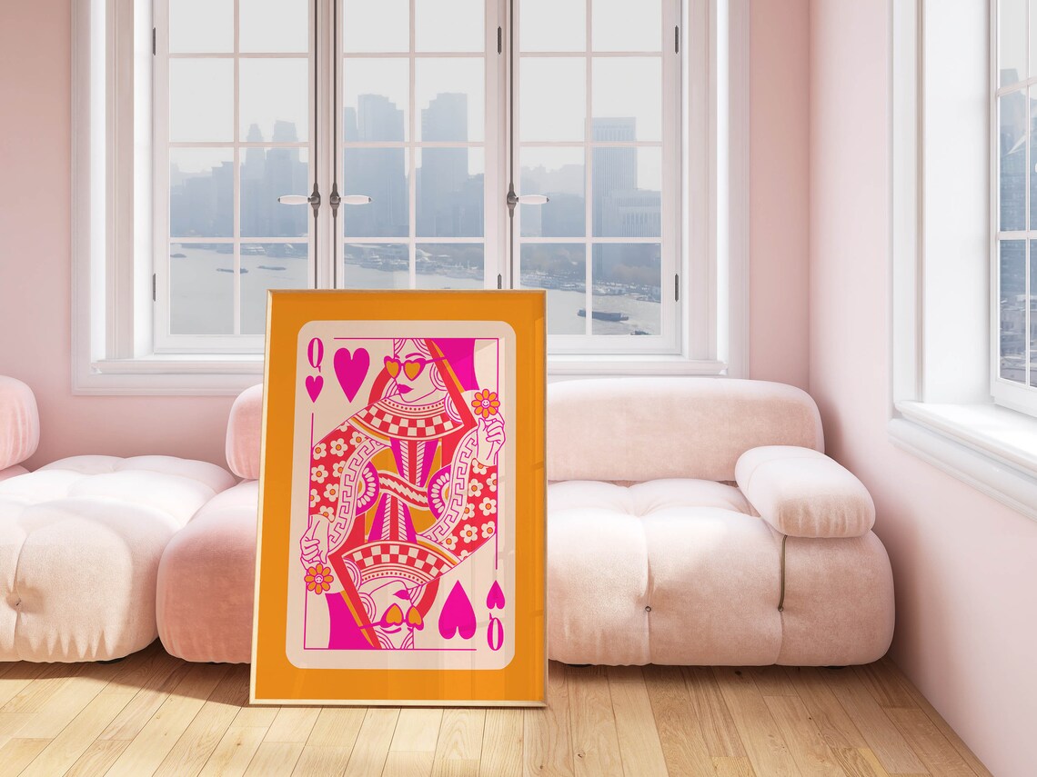 Queen Of Hearts Retro Poster Print, Preppy Decor - Image 2