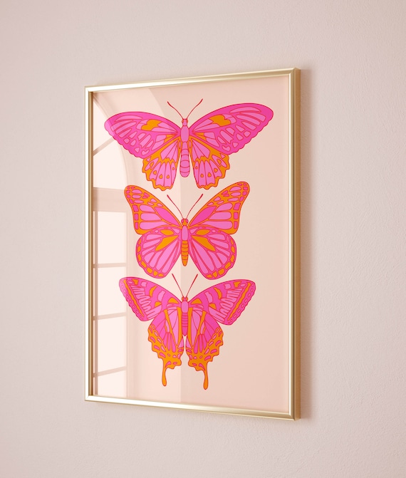 Butterfly Maximalist Wall Art, Preppy Room Decor