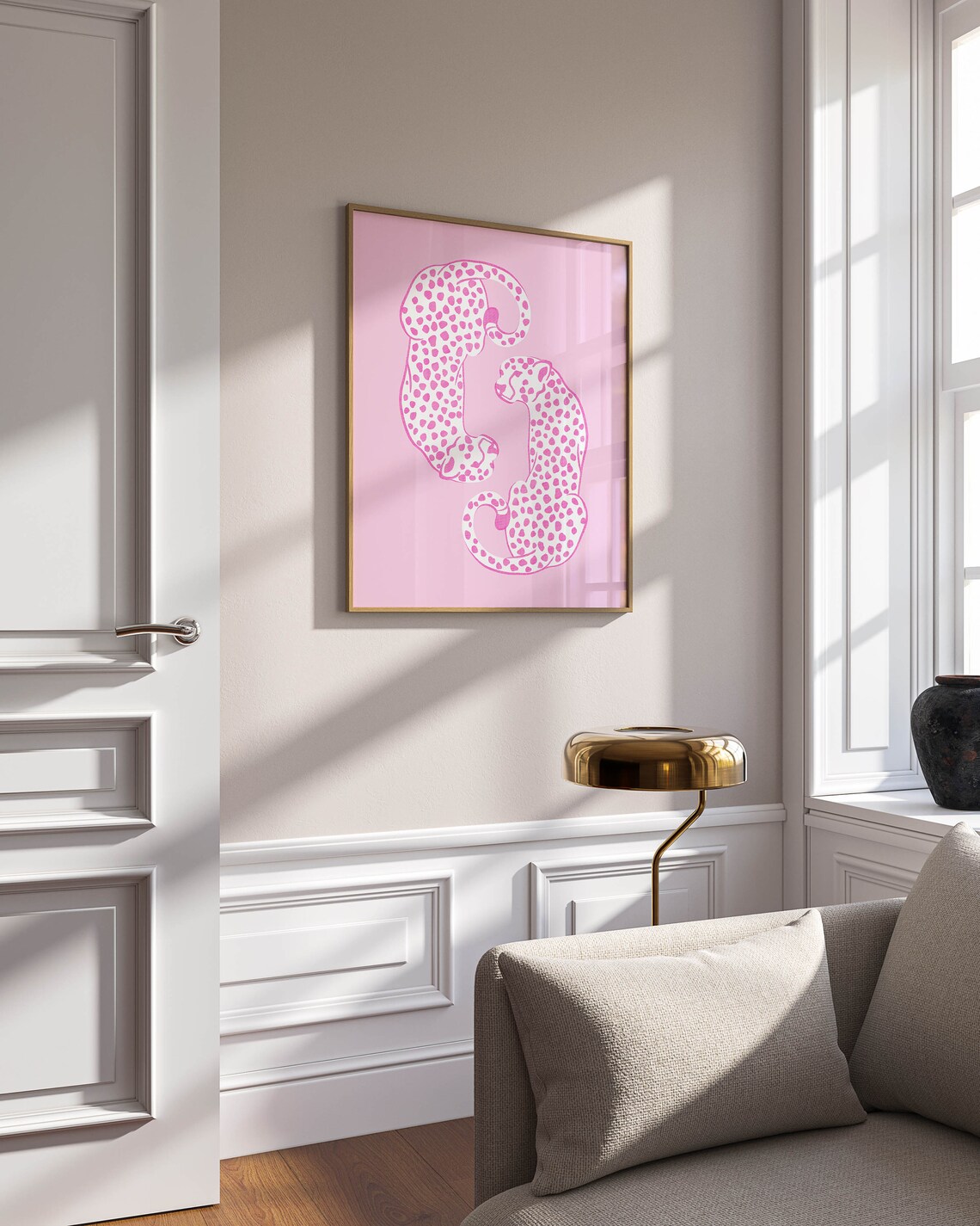 Cheetahs Light Pink Preppy Wall Art Print - Image 2
