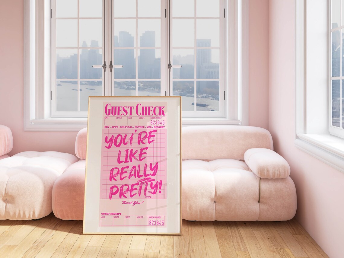 Guest Check Motivational Poster, Pink Decor Art Print - Image 2