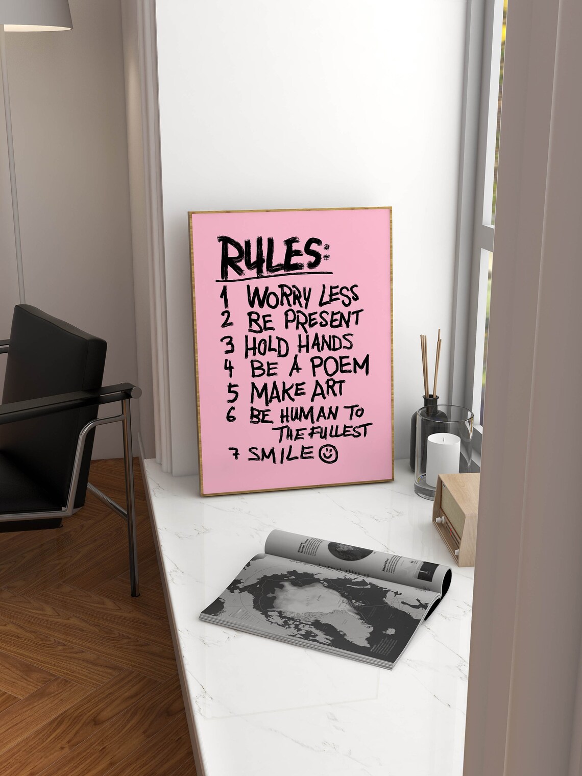 Words Of Affirmation Pink Retro Wall Art Print - Image 2