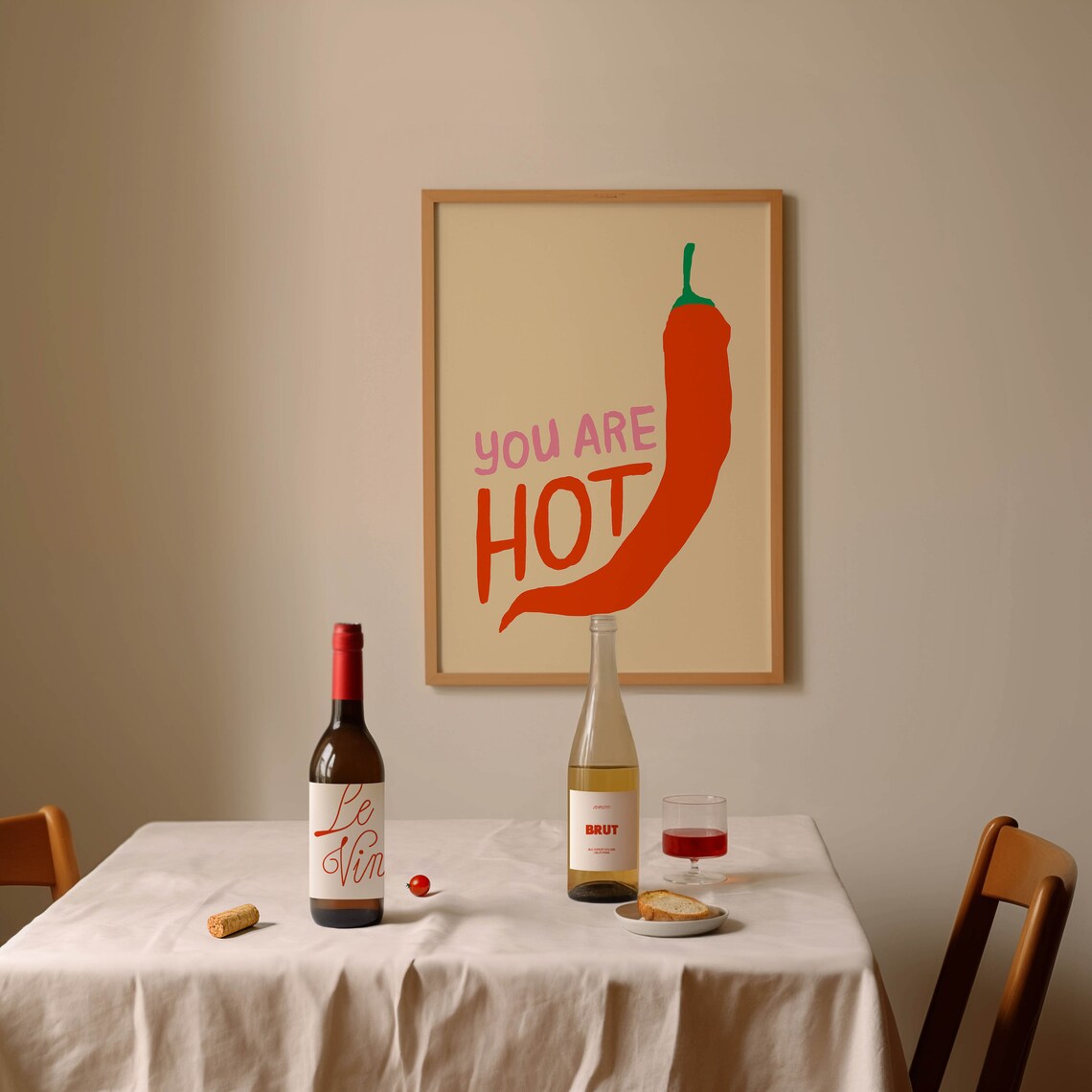 You Are Hot Chili Pepper Funny Kitchen Typography Retro Wall Art - Image 2