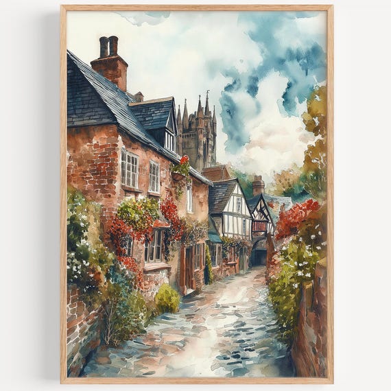 Wrexham Watercolor Painting Wall Art Print Uk Travel Poster Wales Decor Illustration Home