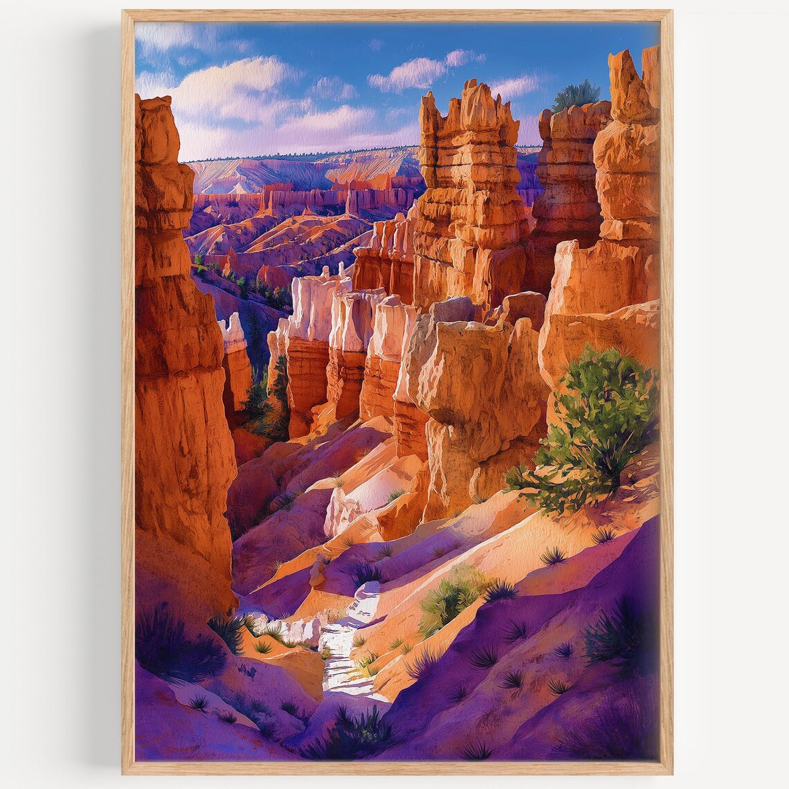 Bryce Canyon Red Rock Hoodoos Sunset Watercolor Desert Landscape Poster