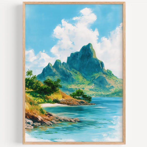 Fiji Islands Watercolor Travel Poster
