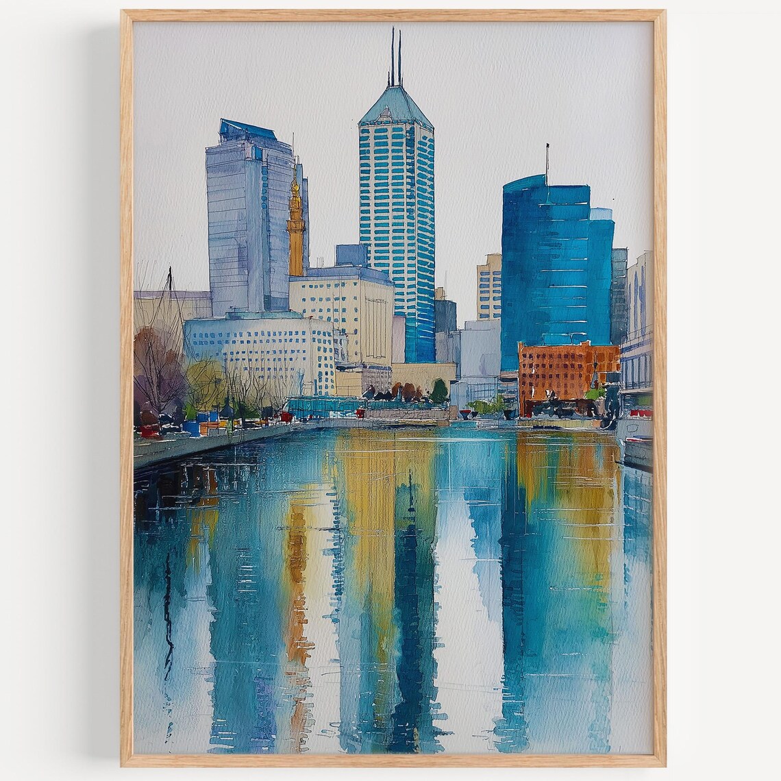 Indianapolis Watercolor Travel Poster, Indiana Decor
