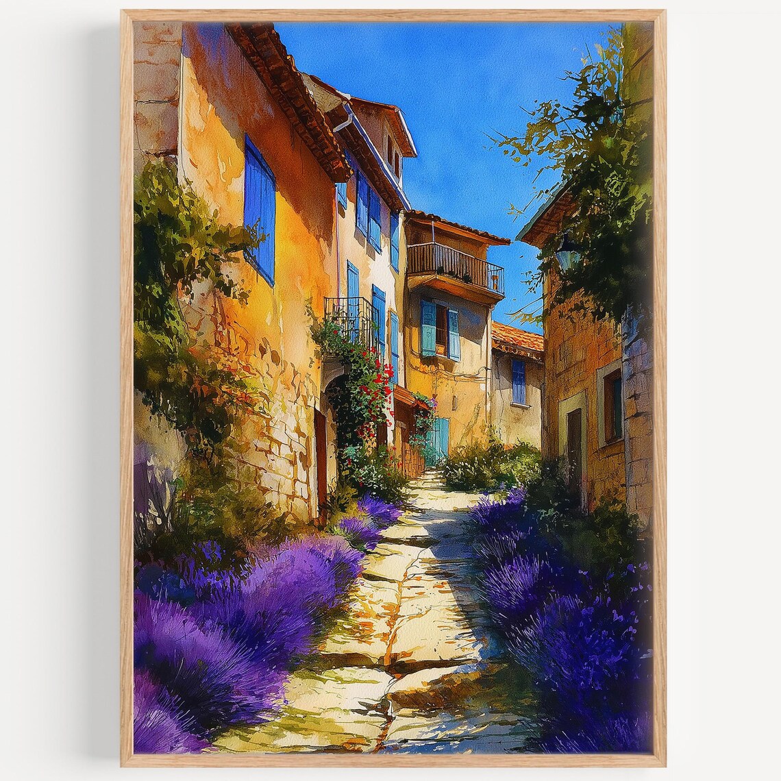 Provence Watercolor Travel Poster, France Illustration