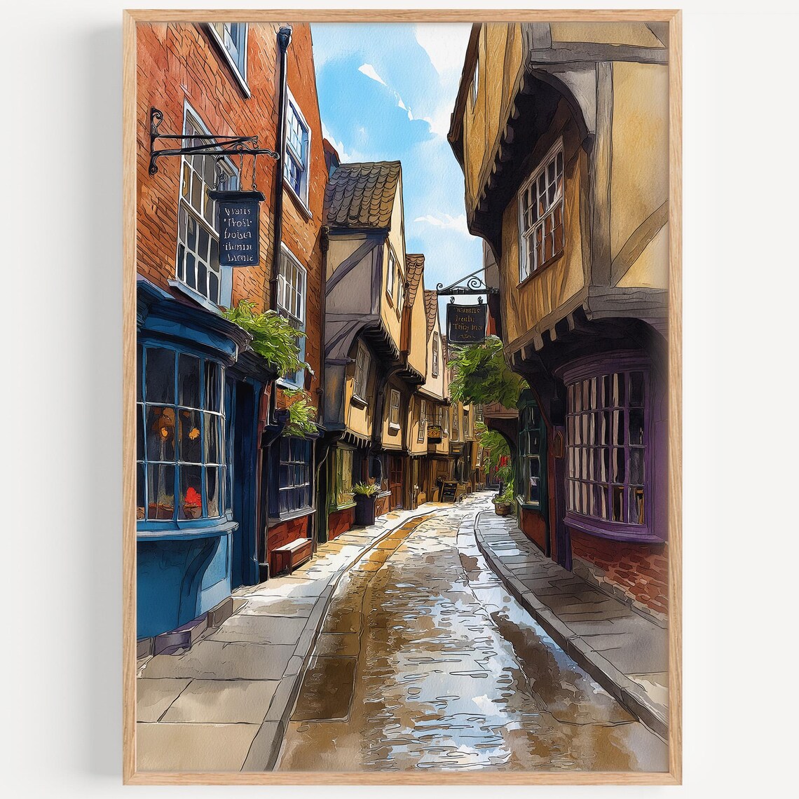 The Shambles Watercolor Painting, York Travel Poster