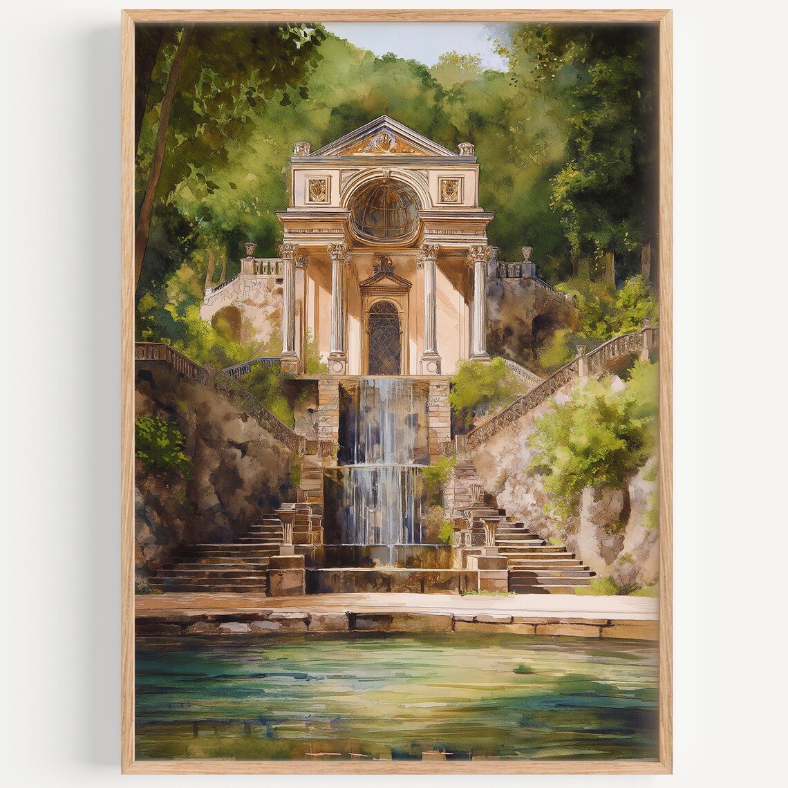 Nymphaeum At Villa dEste Italy Waterfall Classical Temple Garden Poster