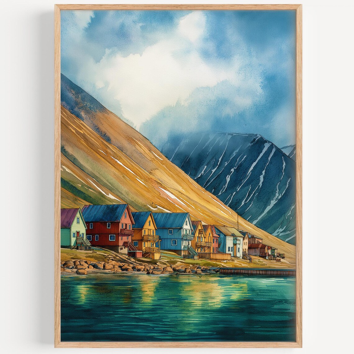 Svalbard Watercolor Travel Poster, Norway Decor