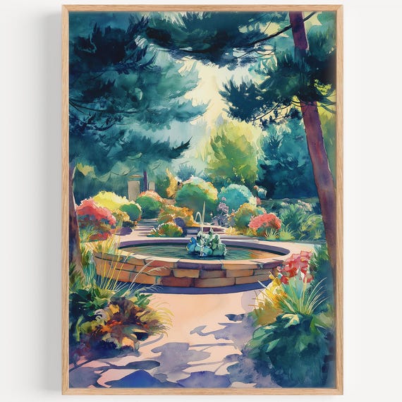 Montreal Botanic Garden Watercolor Painting Wall Art Print Travel Poster Decor Illustration Home