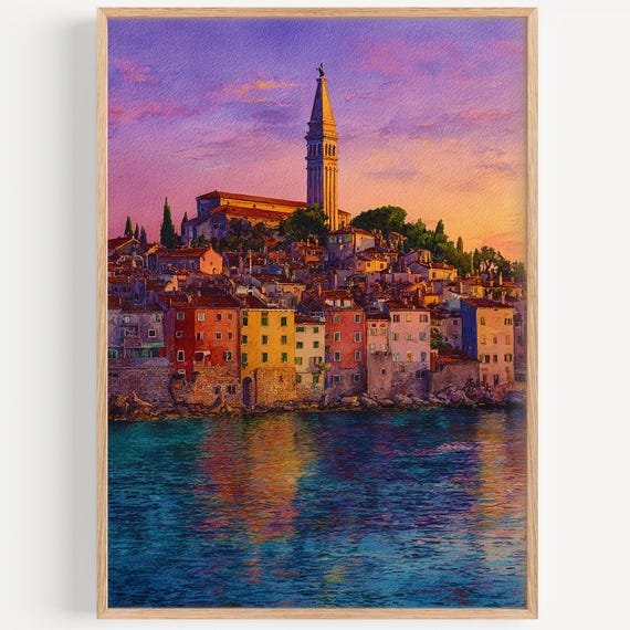 Rovinj Watercolor Painting Wall Art Print Croatia Travel Poster Decor Illustration Home