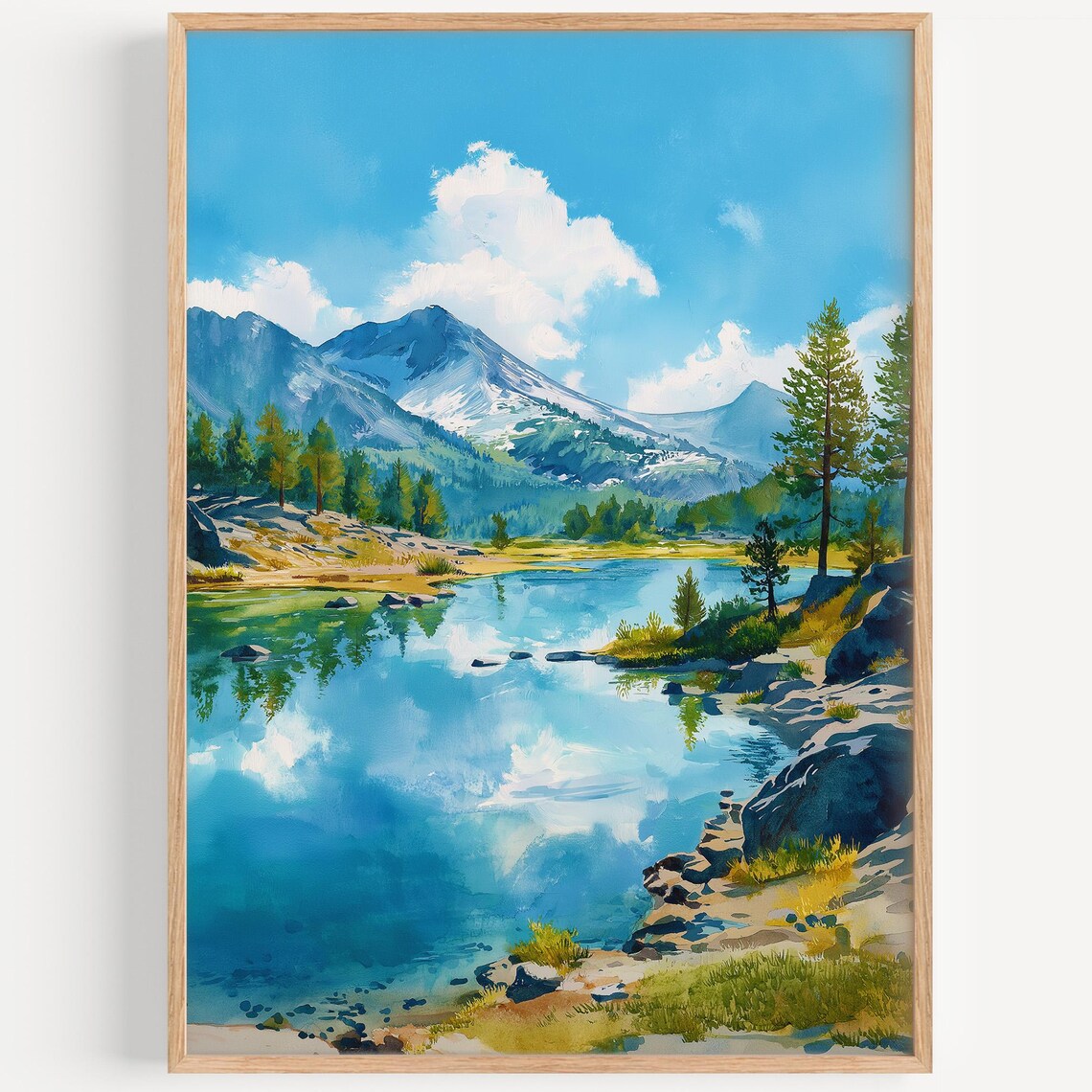 Lake Tahoe Watercolor Travel Poster, Nevada