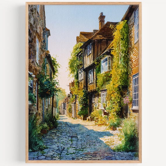 Rye Watercolor Painting British Wall Art Print Uk Travel Poster England Decor Illustration Home