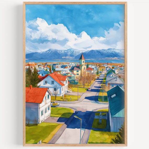 Hallormsstadur Watercolor Painting Wall Art Print Travel Poster Decor Illustration Home