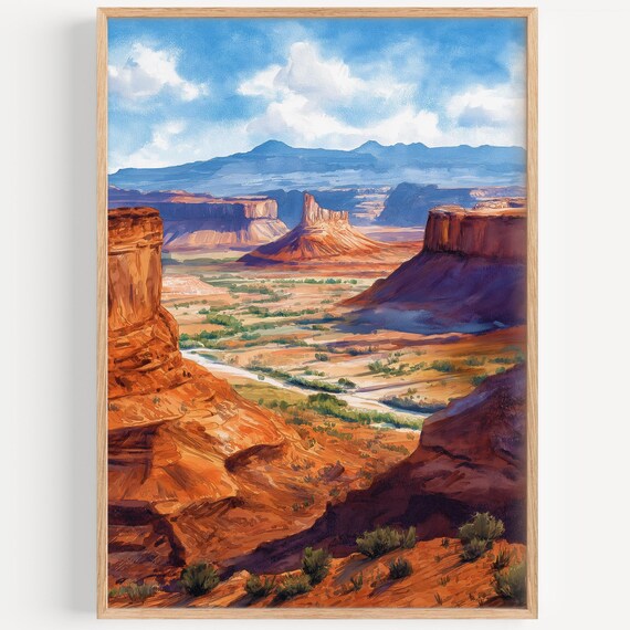 Moab Utah Red Rock Desert Canyon Landscape Watercolor Travel Poster