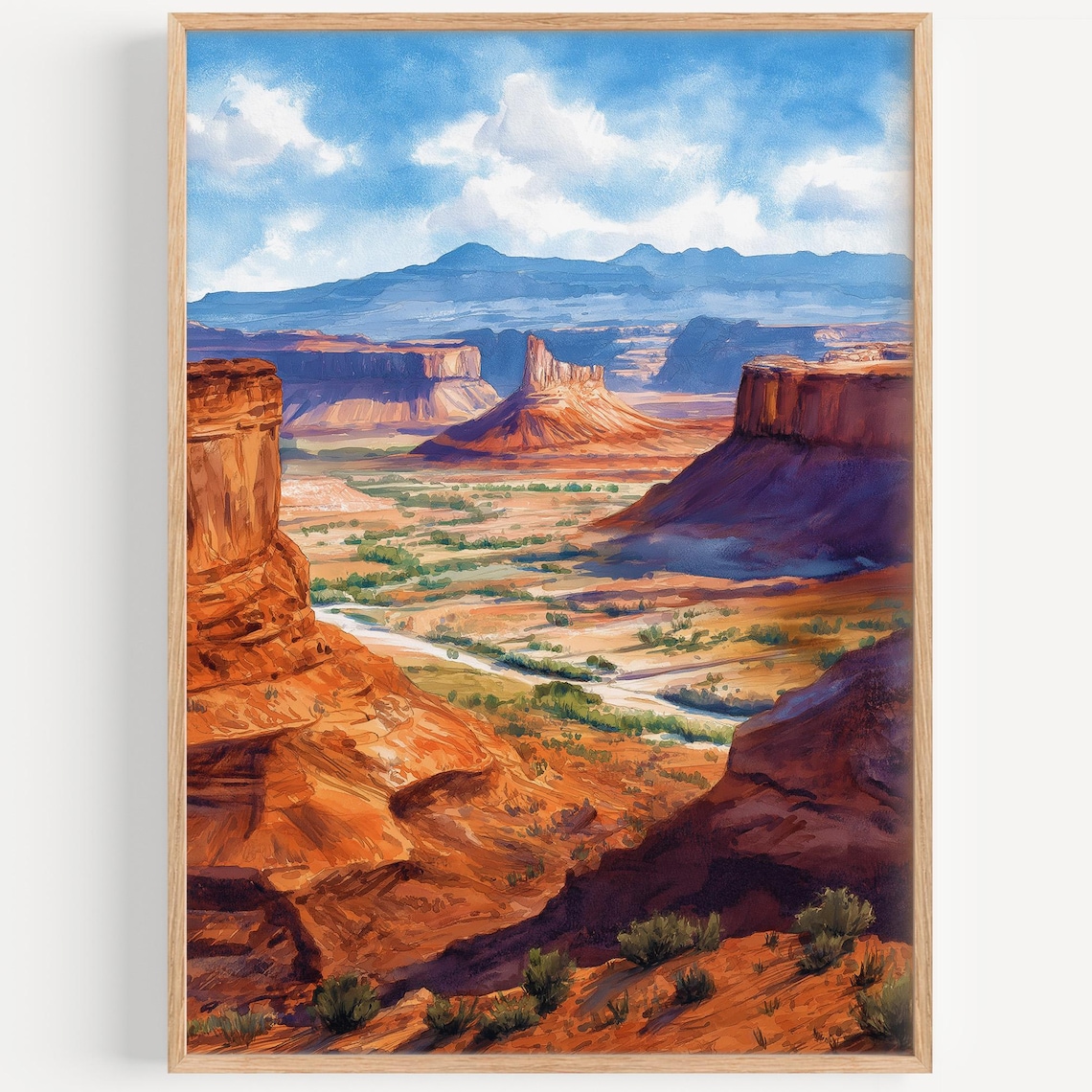 Moab Utah Red Rock Desert Canyon Landscape Watercolor Travel Poster