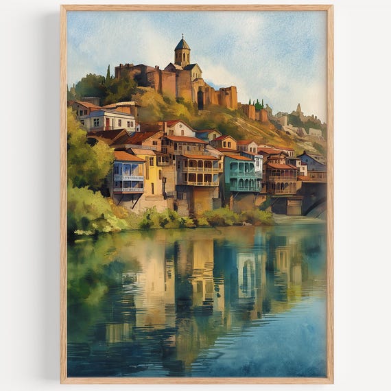 Tbilisi Watercolor Painting Wall Art Print Georgia Travel Poster Decor Illustration Home
