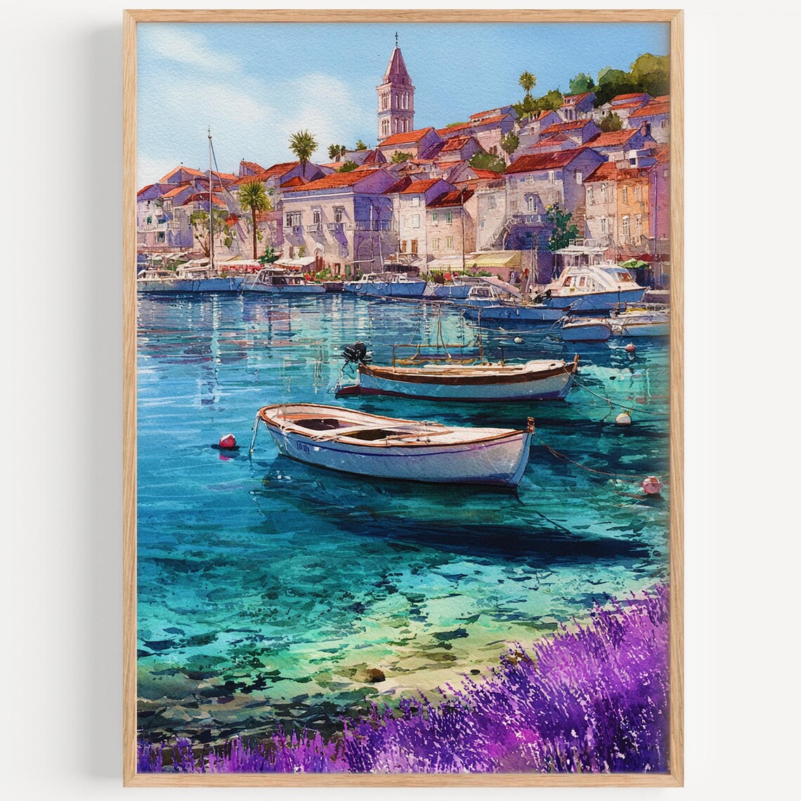 Hvar Watercolor Travel Poster, Croatia Art Print